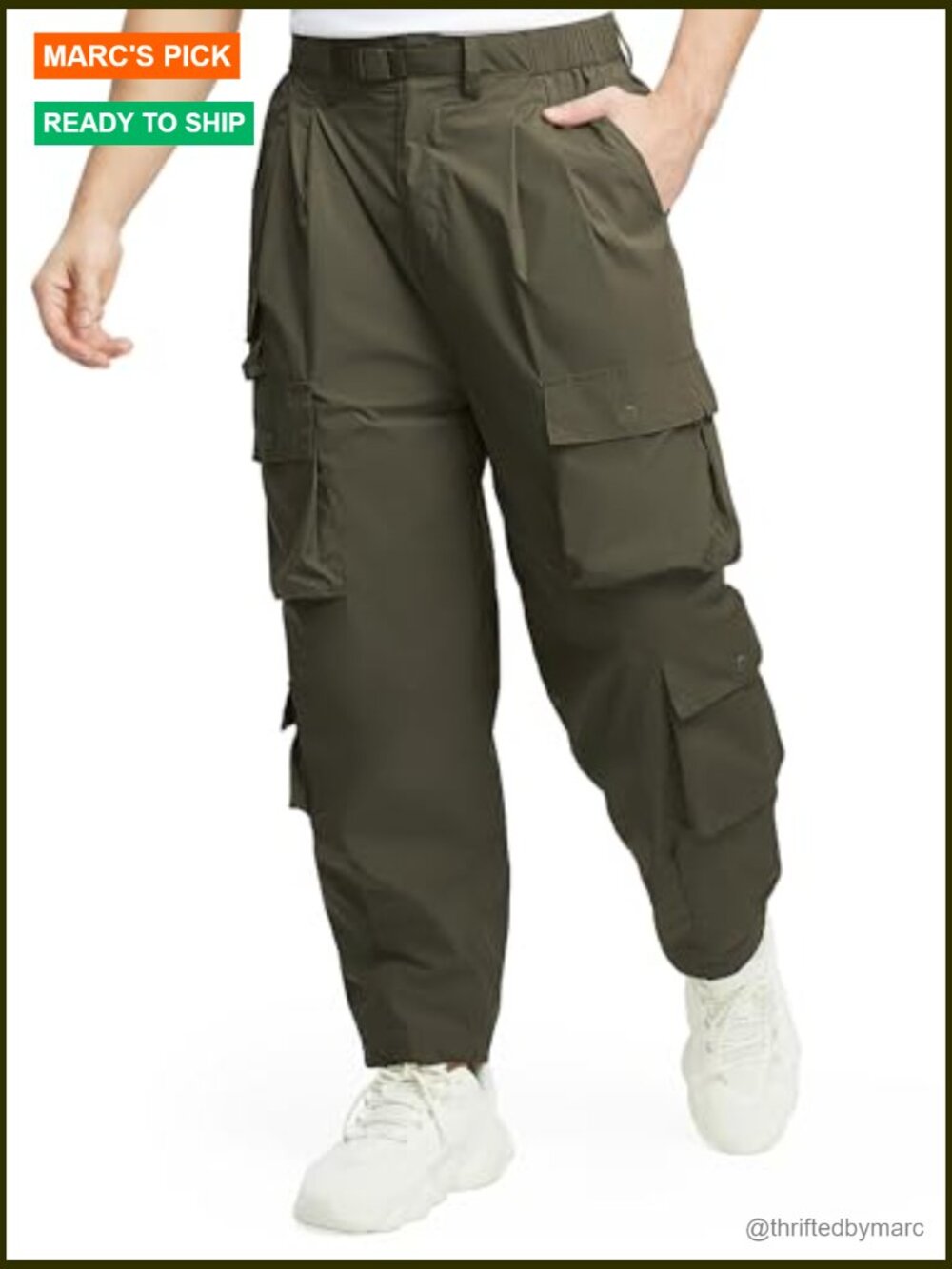 Men's Cargo Pants Elastic Waist Hiking Joggers Lightweight Outdoor Pants - Picture 3 of 7